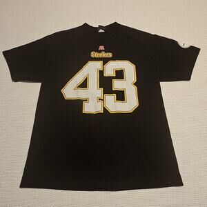 PITTSBURGH STEELERS T SHIRT TROY POLAMALU 43 ADULT LARGE BLACK NFL TEAM APPERAL
